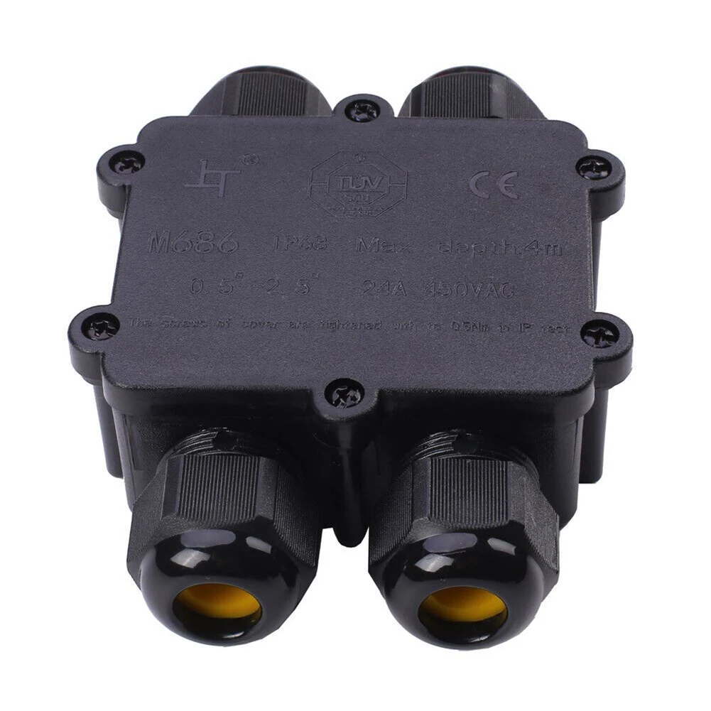 

Junction Box Cable Sleeve IP68 Waterproof Connection Socket Black 230V 4-way Cable Connector H-Box 4 Pin Line High Load Capacity