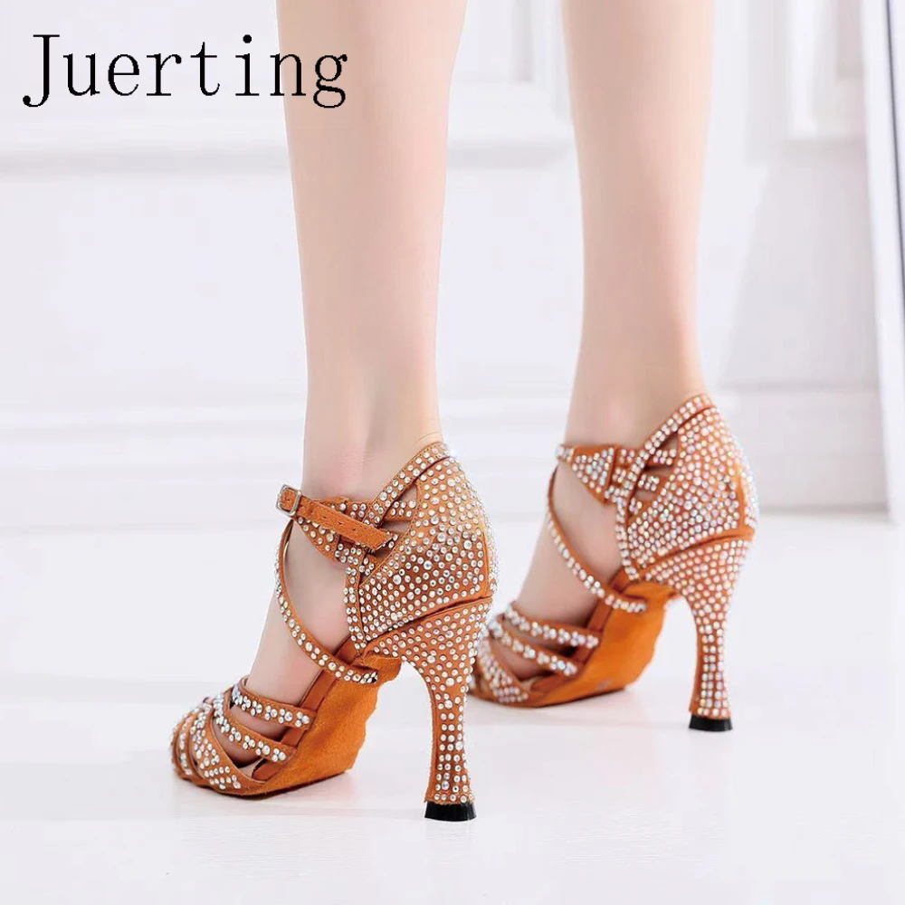 Juerting Latin Cha-cha Ladies Adult salsa modern Jazz Heels Hot diamond soft bottom comfort square ballroom dance