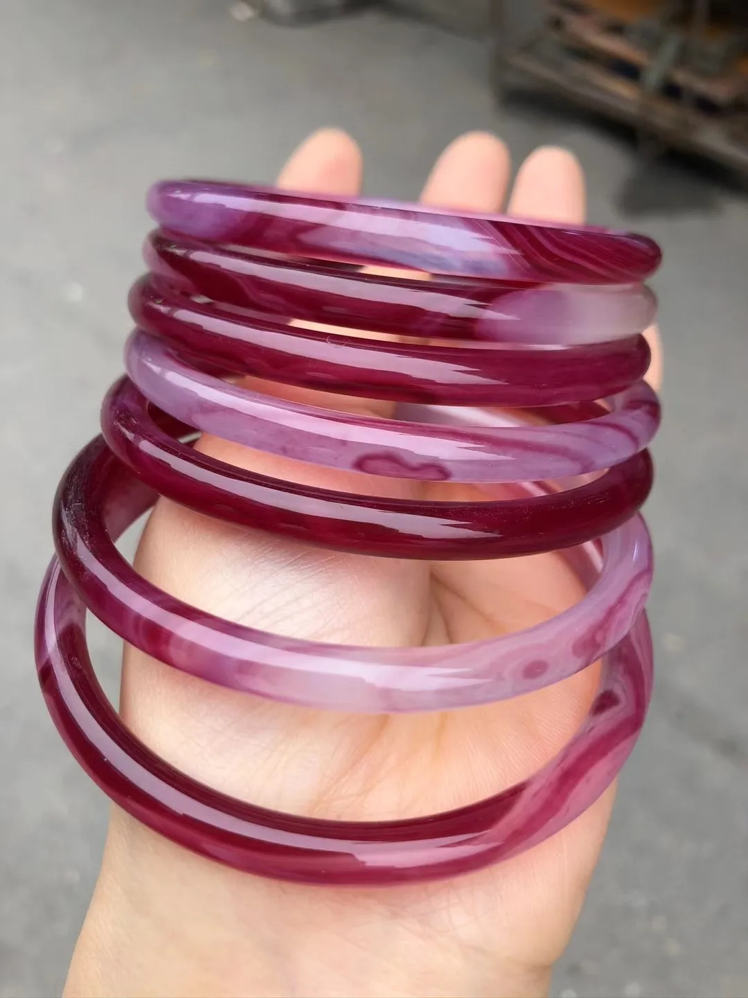 

Send Certificate Real Jades Bangles Women Jewelry Purple Chalcedony Agate Round Bangle Jadeite Bracelet For Girlfriend Mom Gifts