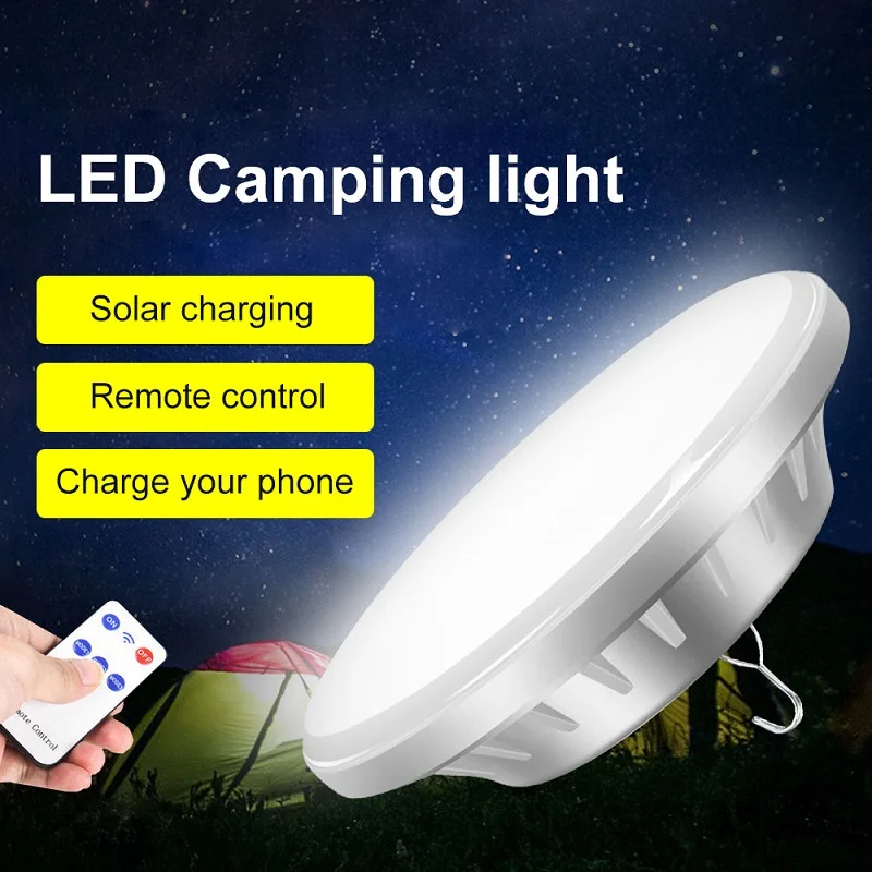 

Super Bright Rechargeable LED Bulb Lamp USB Solar Lantern Light Hanging Waterproof Tent Light Outdoor Lamp for Camping, Hiking