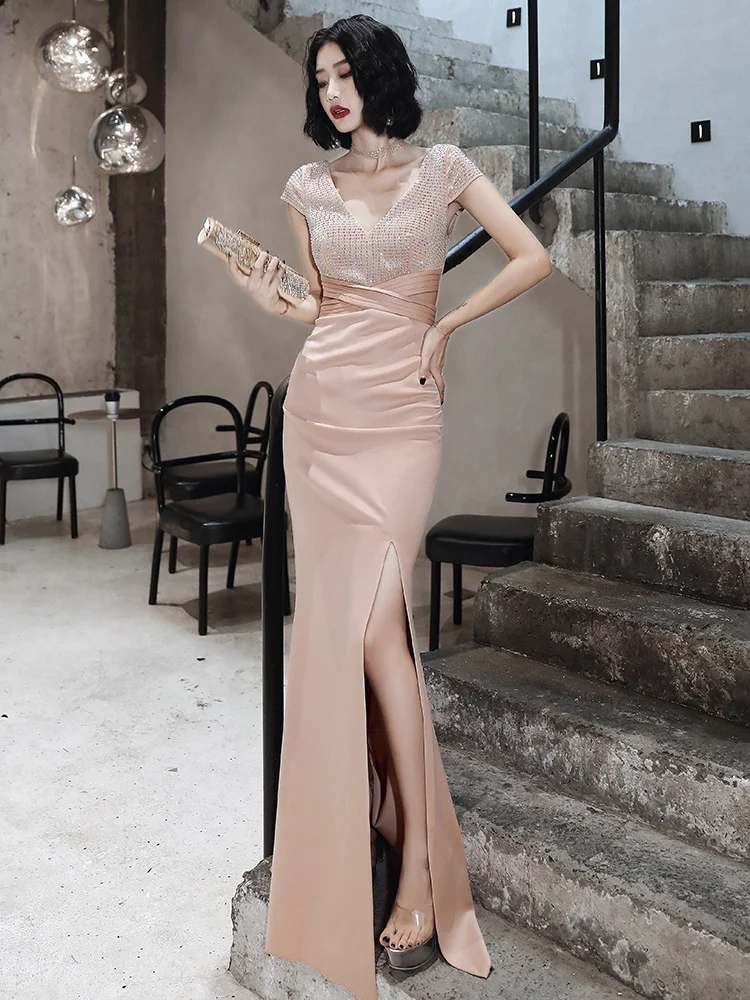 

Высококачественное атмосферное вечернее платье для женщин aura, темпераментное банкетное платье королевы, Привлекательное платье рыбий хвост, Высококачественная текстура