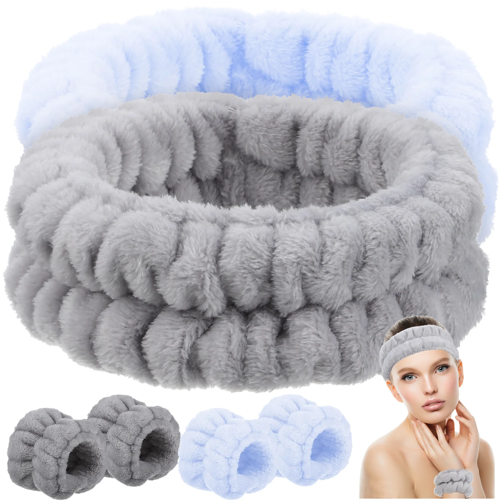 

6 шт., пояс для мытья, спа, повязка на голову, для ухода за кожей, браслеты, полотенце, для ухода за кожей, повязка на голову, для женщин, Miss Kit