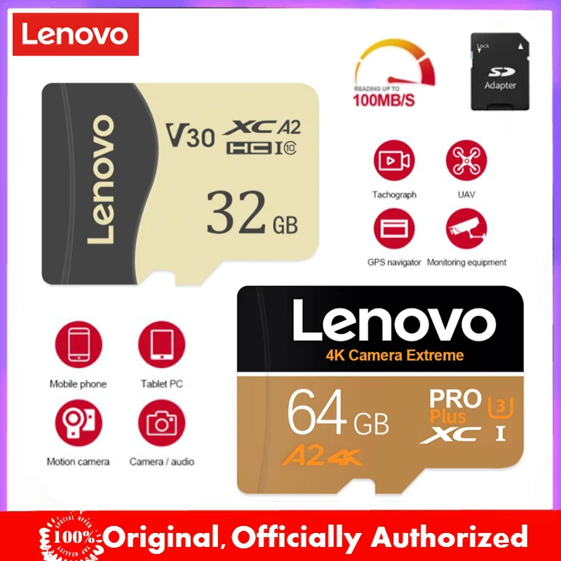 

Карта памяти Lenovo 4K U3 C10 Ultra UHS-I карта Micro TF/SD карта SDHC 32 Гб 64 Гб 128 ГБ A2 U3 SDXC SD флэш-карта для планшетов и камер