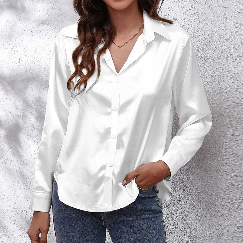 

Autumn Women Chiffon Bloues Casual Turn-Down Collar Single Breasted Tops Ladies Solid Long Sleeve Shirt Blusas Mujer Female