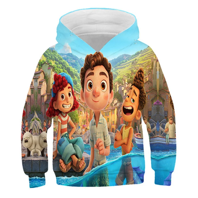

Autumn Winter Hot Selling Boys Disney Luca Sweatshirts With Print Fashion Sport Kids Disney Luca Hooded Costume Children Hoodies