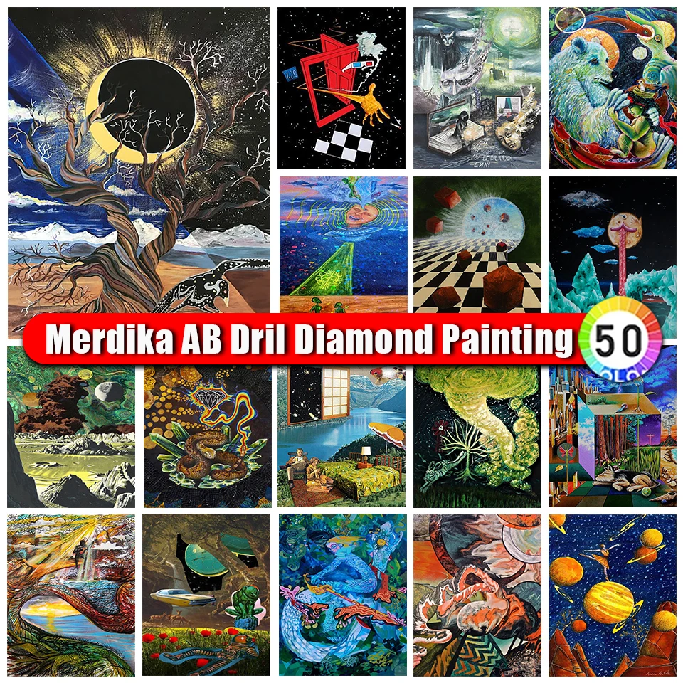 

Merdika Zipper Bag AB Diamond Painting Abstract 5d Diy Diamond Embroidery Mosaic Cartoon Rhinestone Pictures Art Home Decor