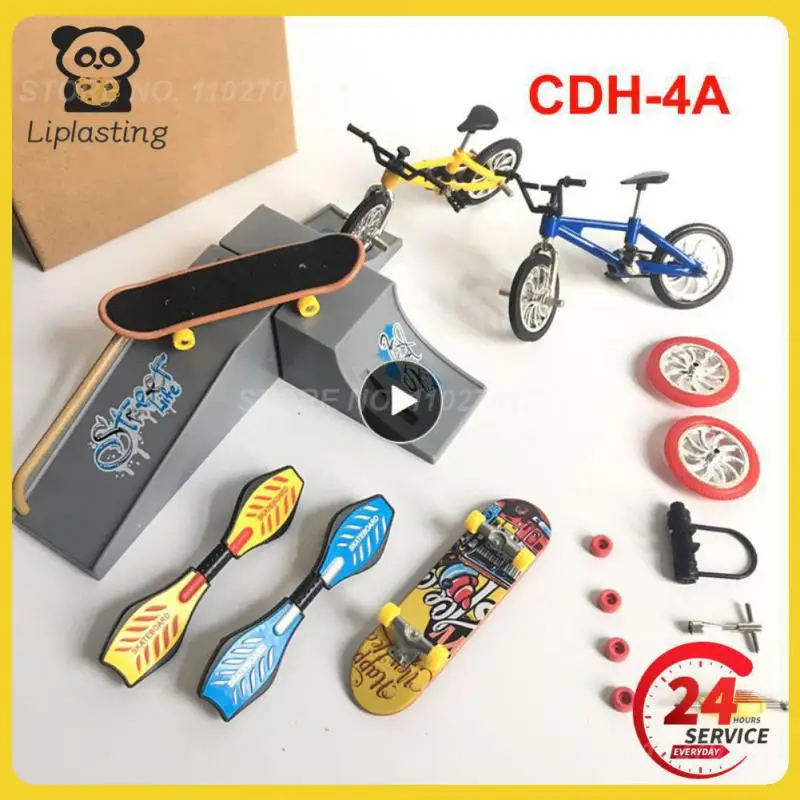 

Mini Finger Skateboard Ramp Set Finger Skate Park Kit Alloy Scooter Roller Bicycle Swing Board For Kids Deck Training Prop Gifts