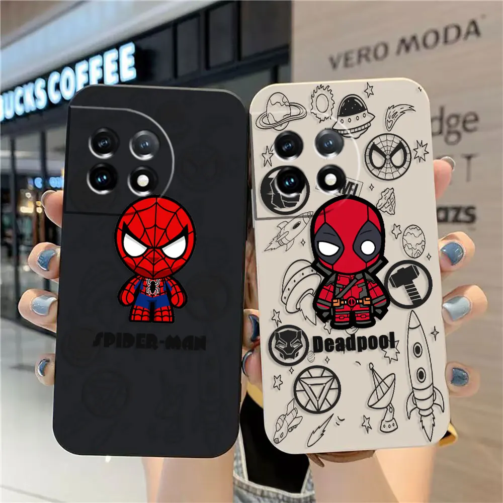 

Case For Oneplus 11 10 9 9R 8 8T 7 7T ACE 2 2V NORD CE 2 Lite Pro Simple Liquid Silicone Case Marvel's Spider-Man Deadpool