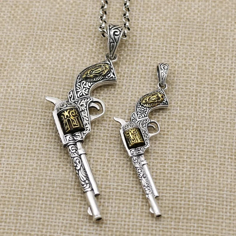 

Sterling silver 925 totem carved necklace Pendant original ornament personality revolver necklace Sweater chain pendant gift