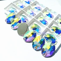 oval shape high quality glass sew on stones egg glitter crystal ab stones flat back rhinestones for sewing clothes decoration