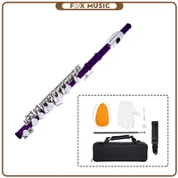 excellent nickel plated c key piccolo purple color w case cleaning rod and cloth and gloves cupronickel piccolo set