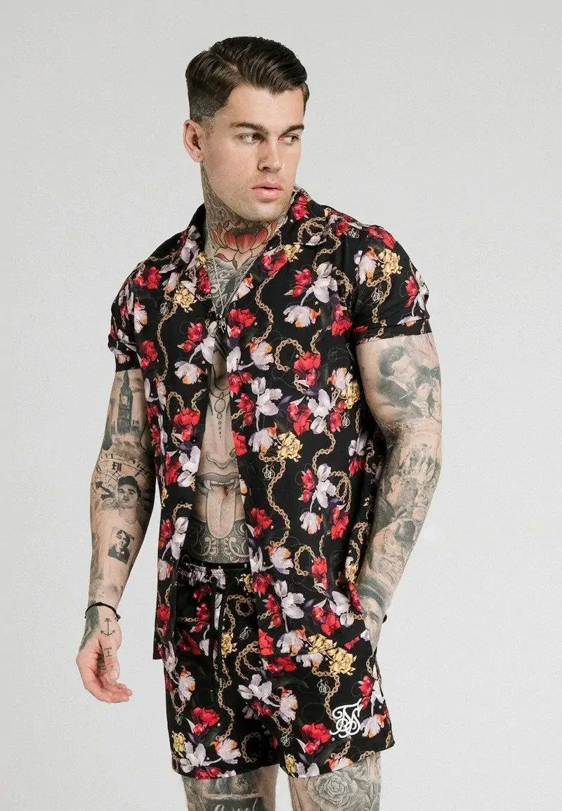 

SikSilk Black Rose Mix Men Shirt
