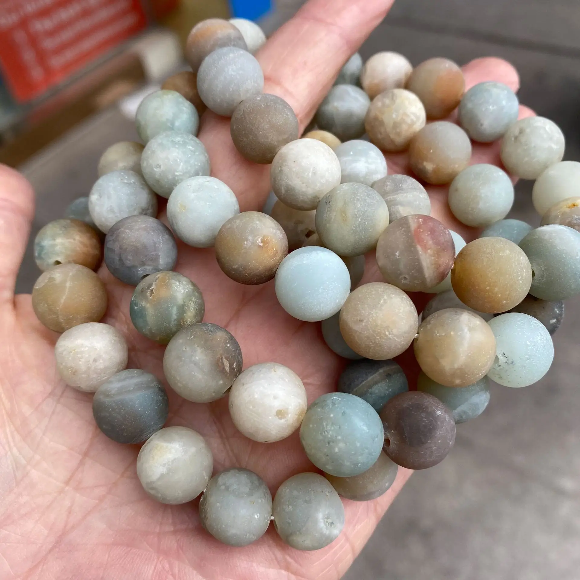 

Amazonite Frosted Bead Bracelet Natural stone Women Men Yoga Meditation Jewelry Gift