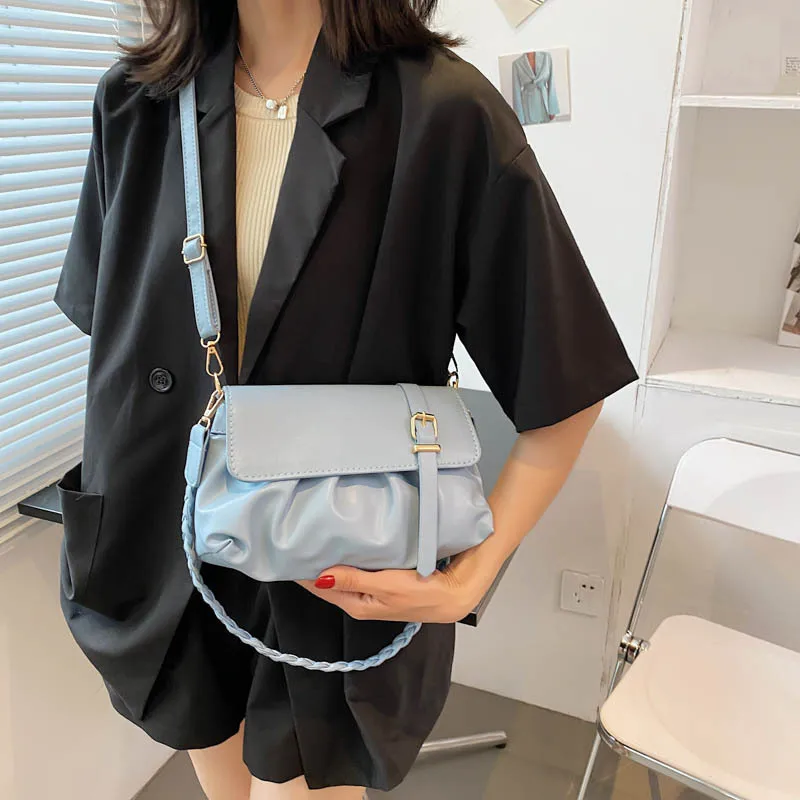 

Summer Women's Shoulder Bag 2022 Trend Casual PU Leather Crossbody Bag for Female Fashion Handbags and Purse Ruched Underarm Bag