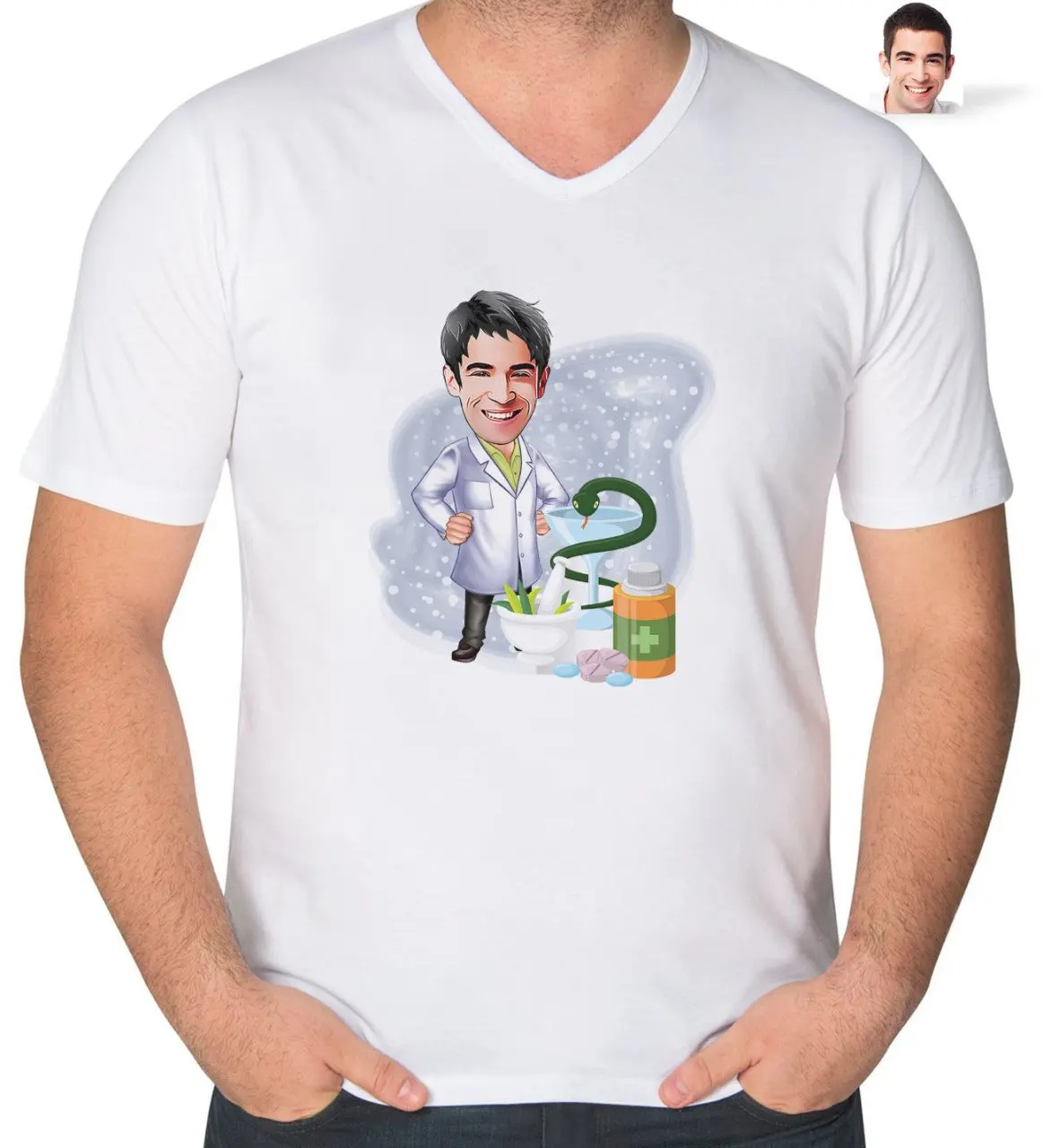 

Персонализированная Мужская фармацевтическая карикатура с V-образным воротником tişyort-2