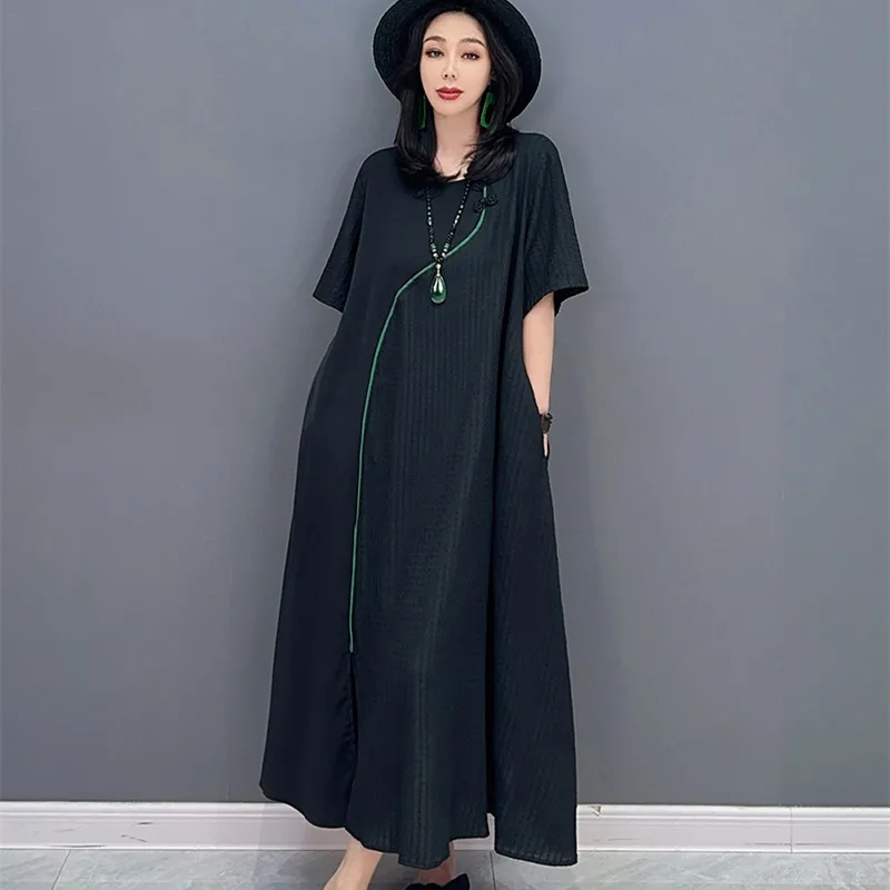 

Stylish Summer Pullovers Dress For Women Plus Size Thin Dress Solid Color A Line Dresses vestido de verano para mujer