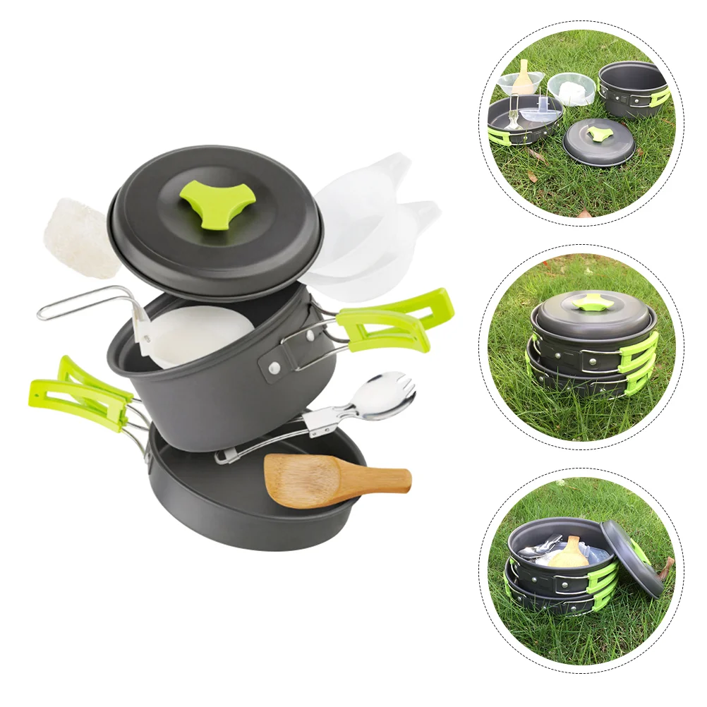 

Pots Set Camping Cookware Camping Skillet Camping Supplies Stainless Frying Pan Outdoor Cooking Pots Fold Camping equipment
