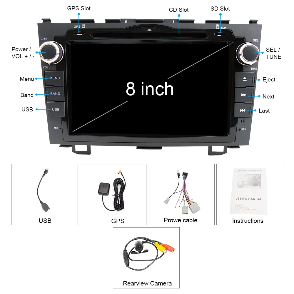 Автомагнитола Eunavi 2 Din DVD-плеер GPS для Honda CRV 2006 2007 2008-2011 автомобильное стерео видео
