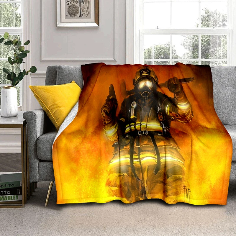 

Firefighters Fire Blanket Fleece Warm Cozy Soft Blanket for Couch Bed Colorfast Tv Blanket Firefighters Throw Blanket Queen Size