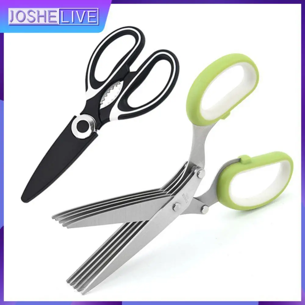 

Multifunctional Herb Spices Scissors Convenient Stainless Steel With Safe Cover Cooking Supplies Vegetable Meat Shear