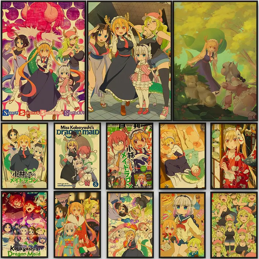 

Miss Kobayashi's Dragon Maid Posters Paper Painting Chambre Home Decoration Poster Guitar And Cafe Bedroom Cartoon Posters