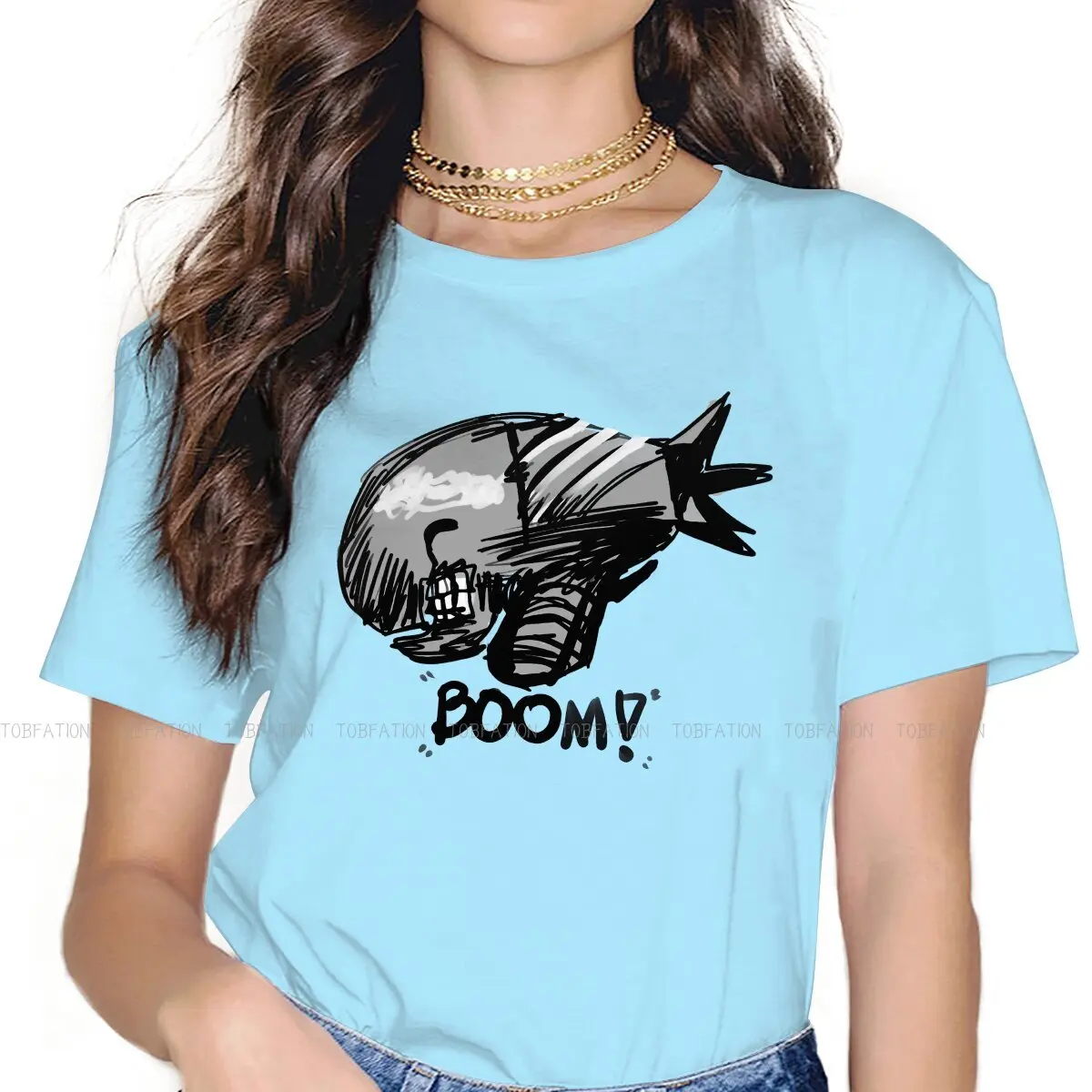 

Уникальная футболка Reze Bomb Head BOOM для девочек, бензопила, человек, комикс, фантазия крови, Боевая Удобная креативная графическая футболка, пре...