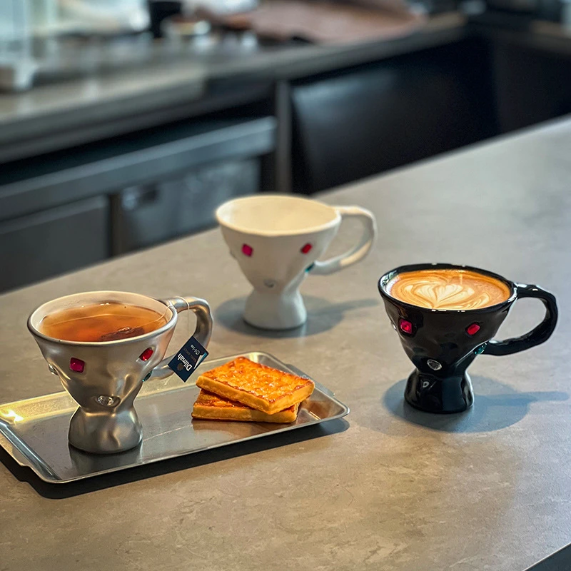 

300ml Gem Ceramic Cup Party Hot Girl Atmosphere Girl Heart Diamond Couple Mark Cup Water Cup Coffee Cup