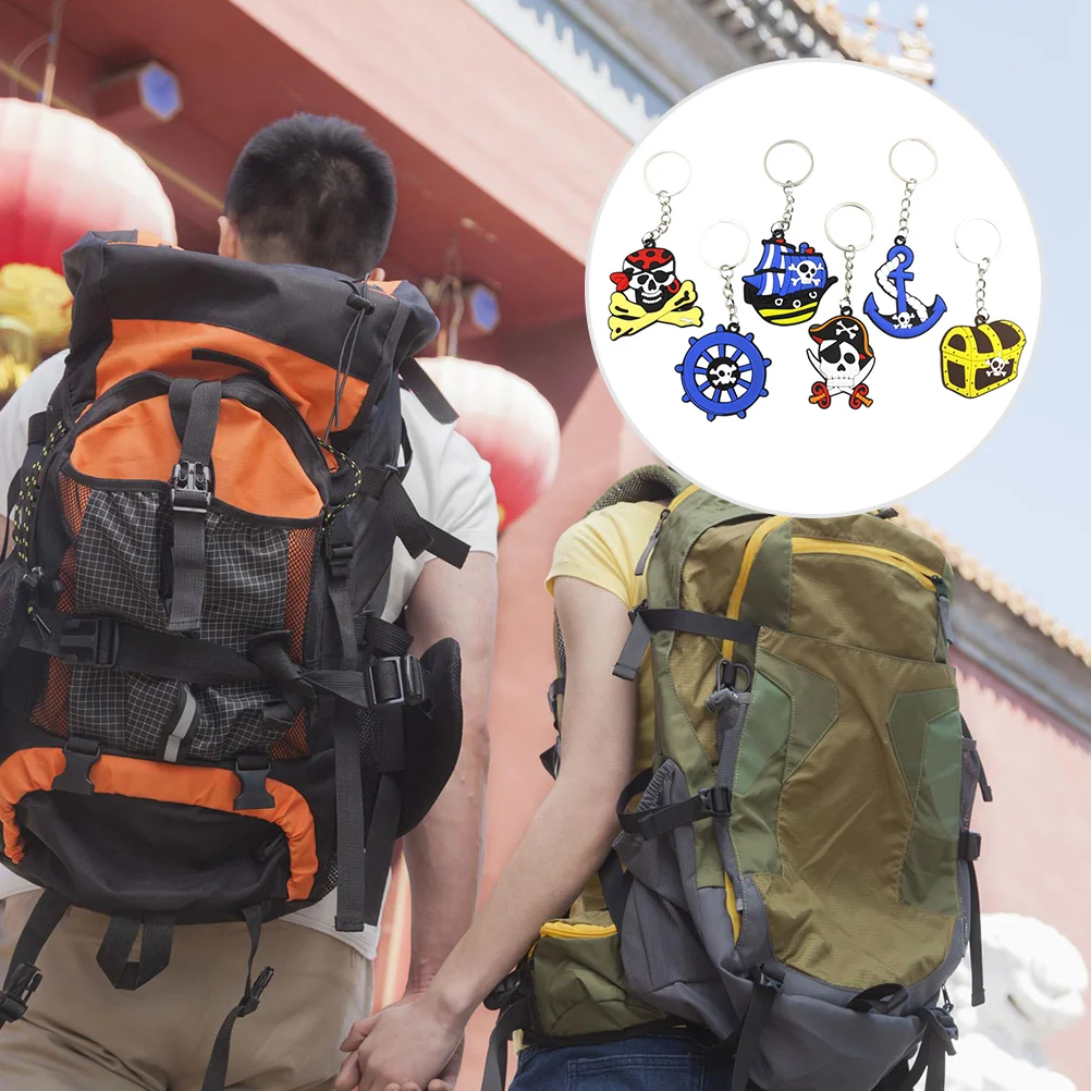 

12pcs Pendants Pirate Cartoon Durable Portable Key Chains for Kids Outdoor Indoor