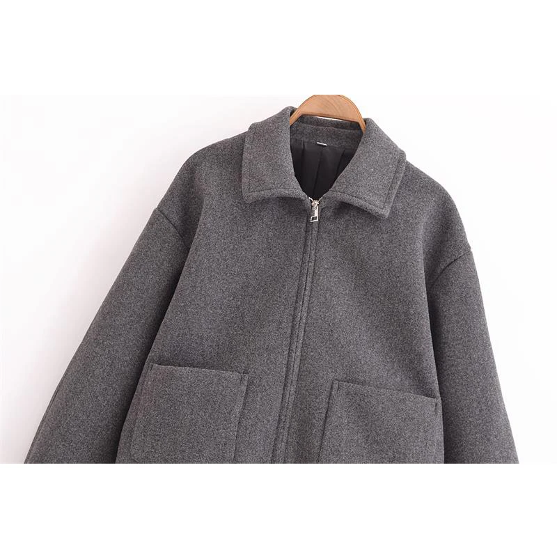 Зимнее пальто TRAF женские куртки 2024 новые шикарные свободные теплые с лацканами