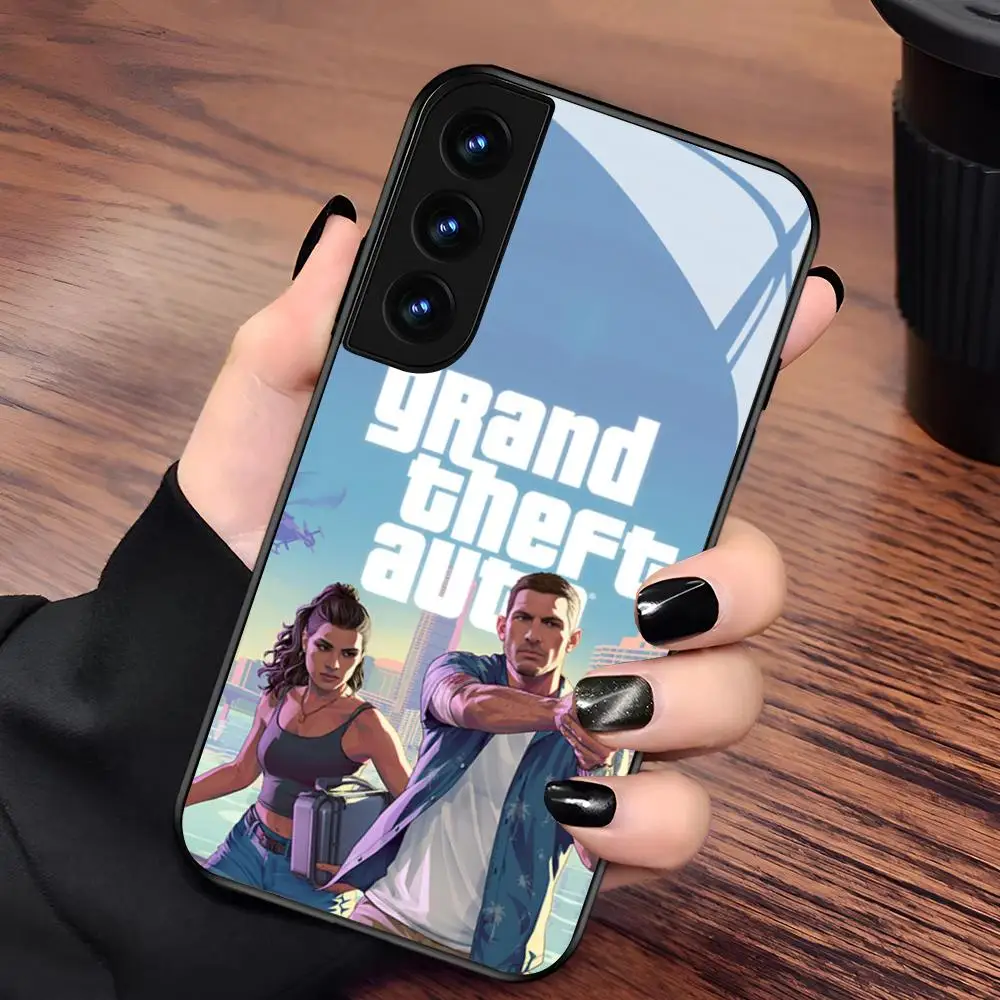 Фото Чехол для телефона R-rockstar Gta 6 Grand Theft Auto для Samsung Galaxy S24 S26 S25 S23 S22 S21 S20 FE Edge Plus Ultra Black Glass Cove №5