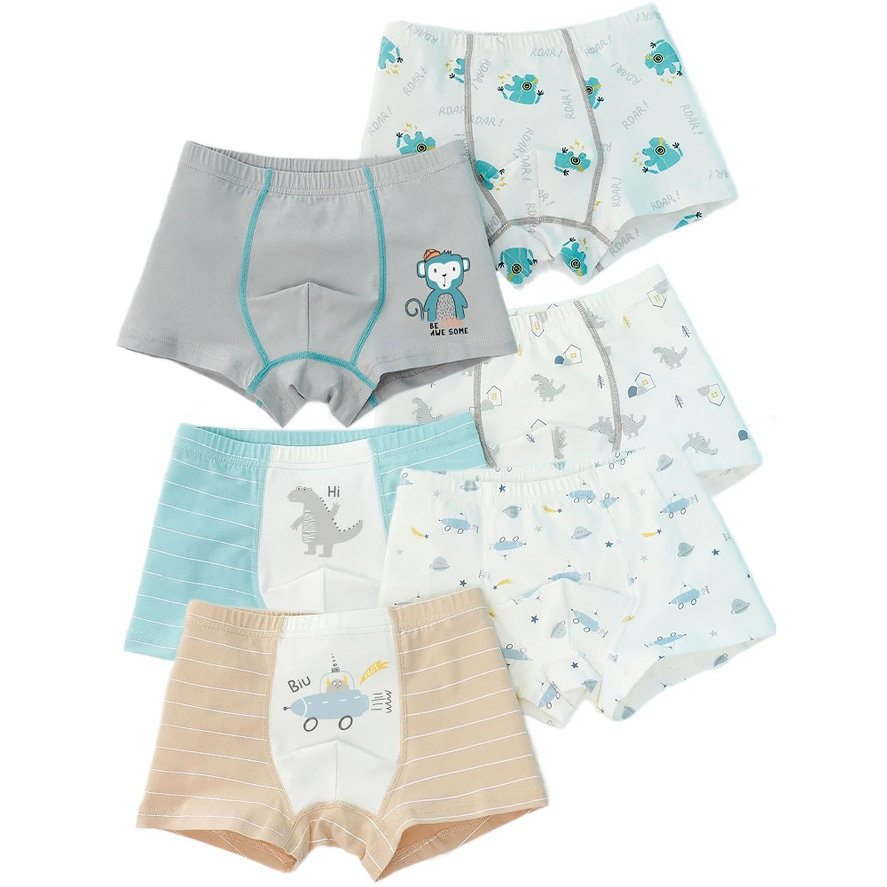 

Boys Cotton Underwear for Little Boys and Big Kids 4t 5t 6t 7t 8 9 10 12 Year Boxer Briefs Dinosaur Truck Shark Fun Print 6 Pack