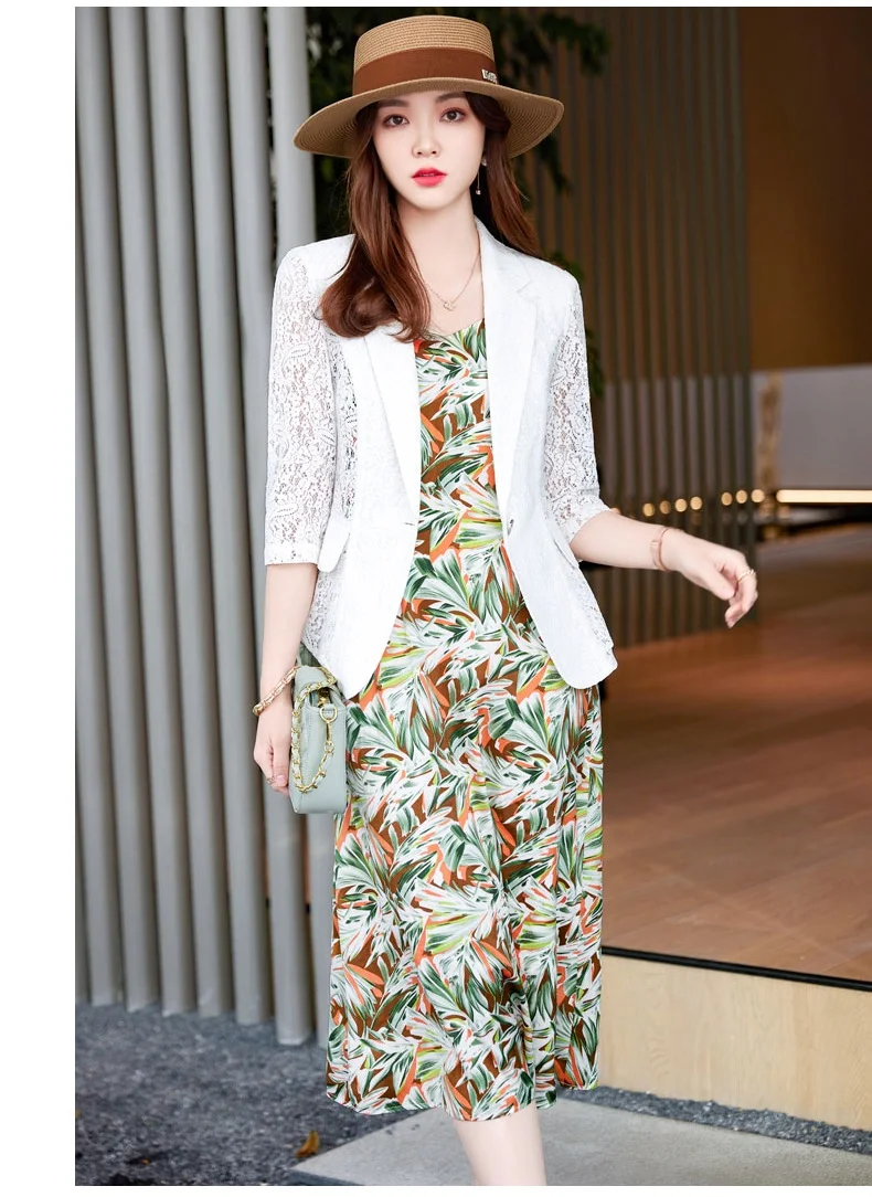 

New 2022 Fashion White Blazer Women Business Suits Dress and Jackets Set Work Clothes Office Uniform Style