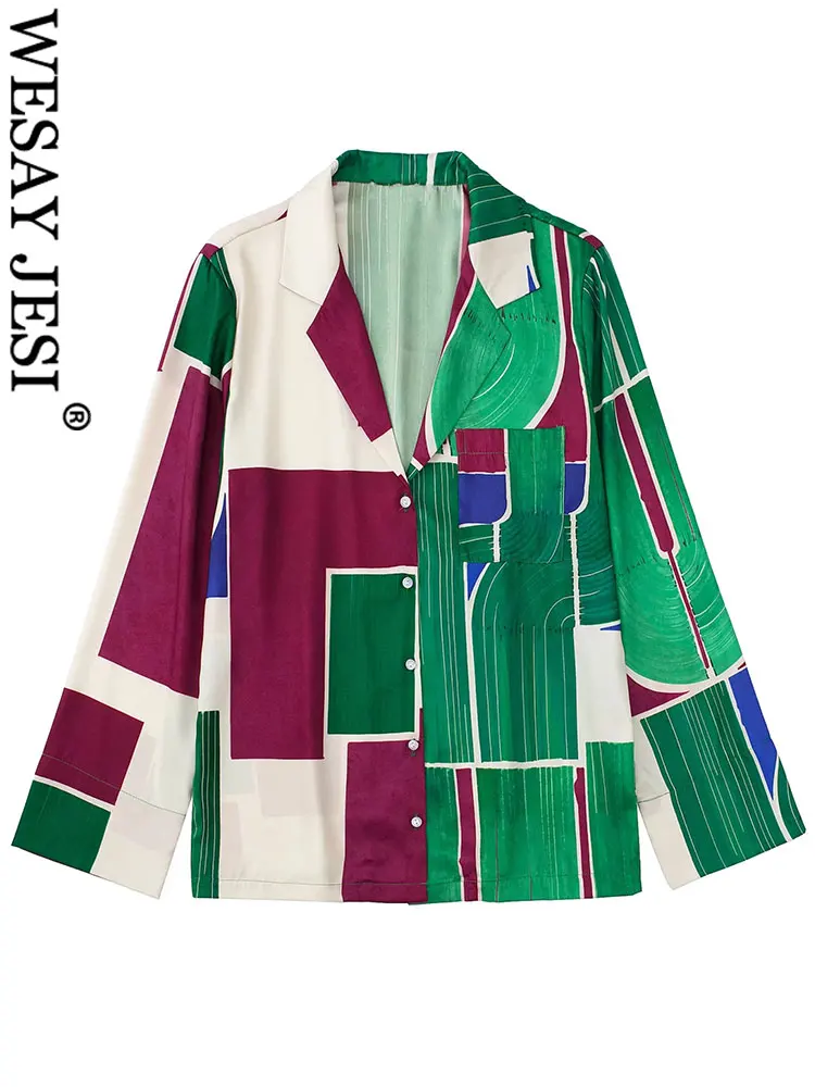 

WESAY JESI Fashion Asymmetric Women Blazer Jacket Suit Collar Button Casual Loose Stitching Commuting Trend Bright Women Spring
