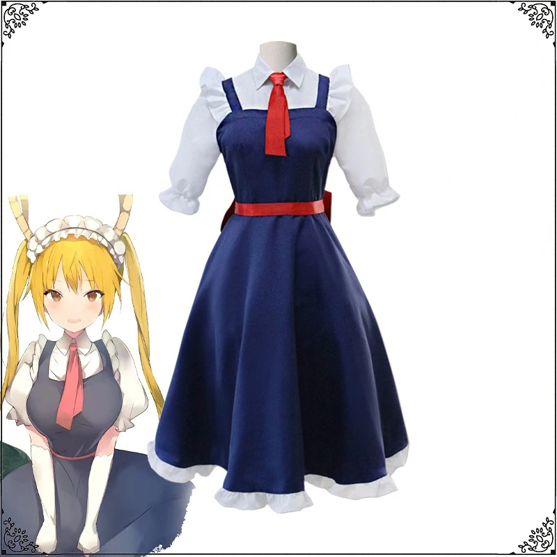 

Miss Kobayashi's Dragon Maid Tohru Cosplay Costume for Women Kobayashi San Chi No blue black Maid Uniforms Costume