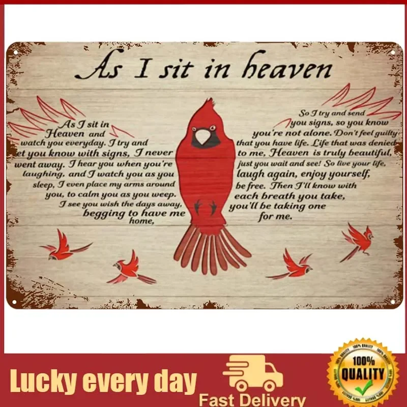 

Gexlly Vintage Tin Sign Cardinal That Fell From The Sky When I Was Sitting In Heaven. Home Wall Decoration. House Garage Bar