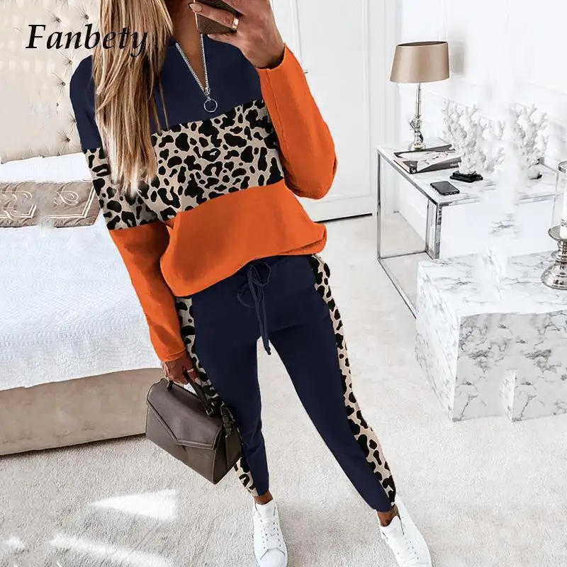 

Autumn Fashion Print Tracksuits Women 2022 Streetwear Zipper Long Sleeve Tops + Trousers Outfits Women Suit Jogger Two Piece Set