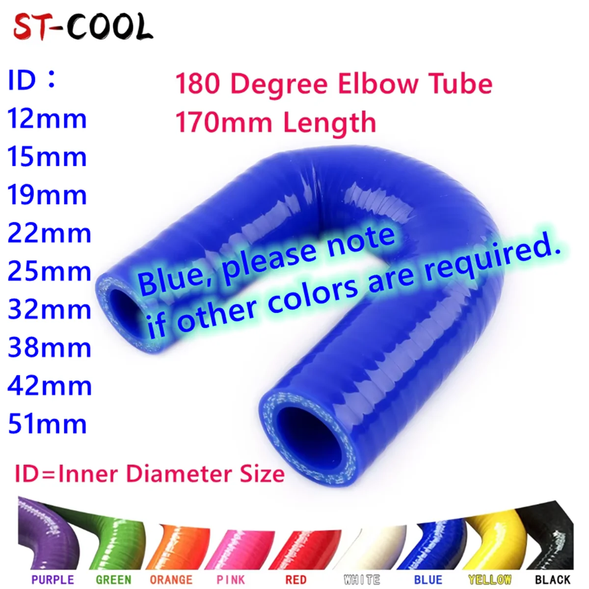 

Синий колено 180 градусов Универсальный шланг охлаждающей жидкости Интеркулер Силиконовая трубка ID 12 мм 15 мм 19 мм 22 мм 25 мм 32 мм 35 мм 38 мм 42 мм 51 мм
