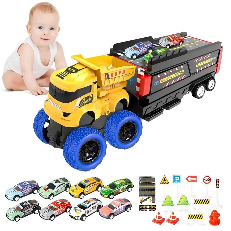 Transport Carrier Truck Toy Toy Mega Hauler Truck Ejection Race Track Deformable Car Transporter Toy Truck For Children Boys 3
