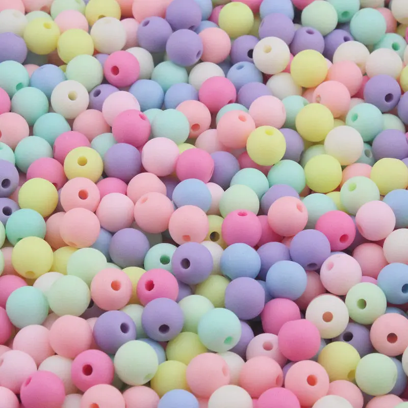 10-400Pcs 6-14mm Acrylic Round Polishing Frosted Beads Loose Spacer Beads For DIY Necklace Bracelet Jewelry Making Accessories