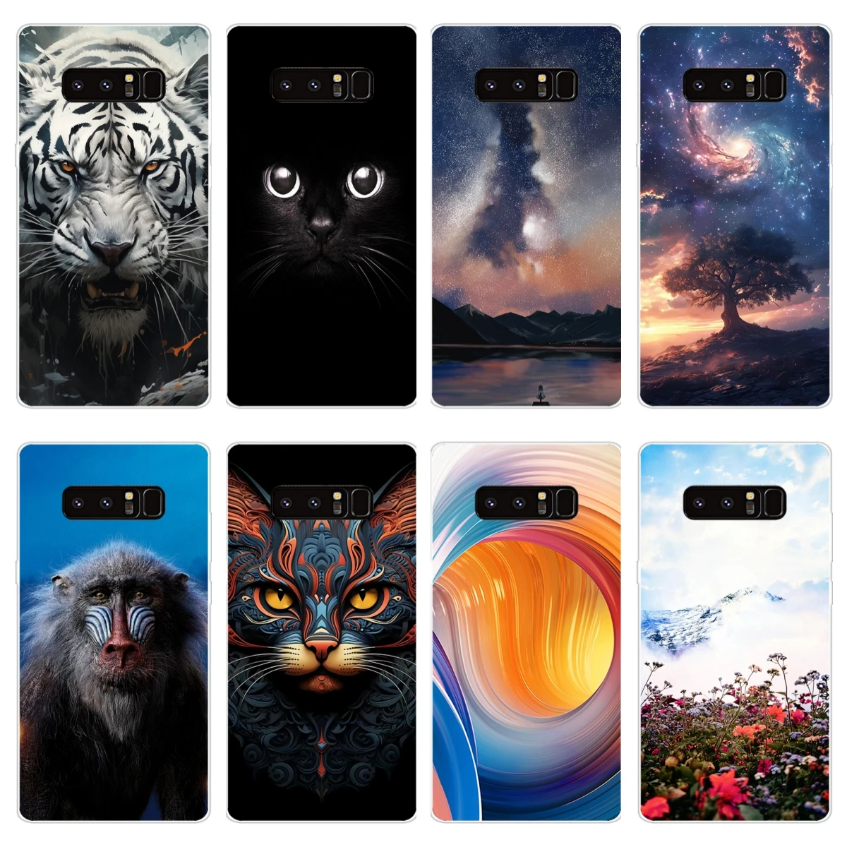 Черный чехол из ТПУ для Samsung Galaxy Note 8 Модный с изображением собак экстремальный