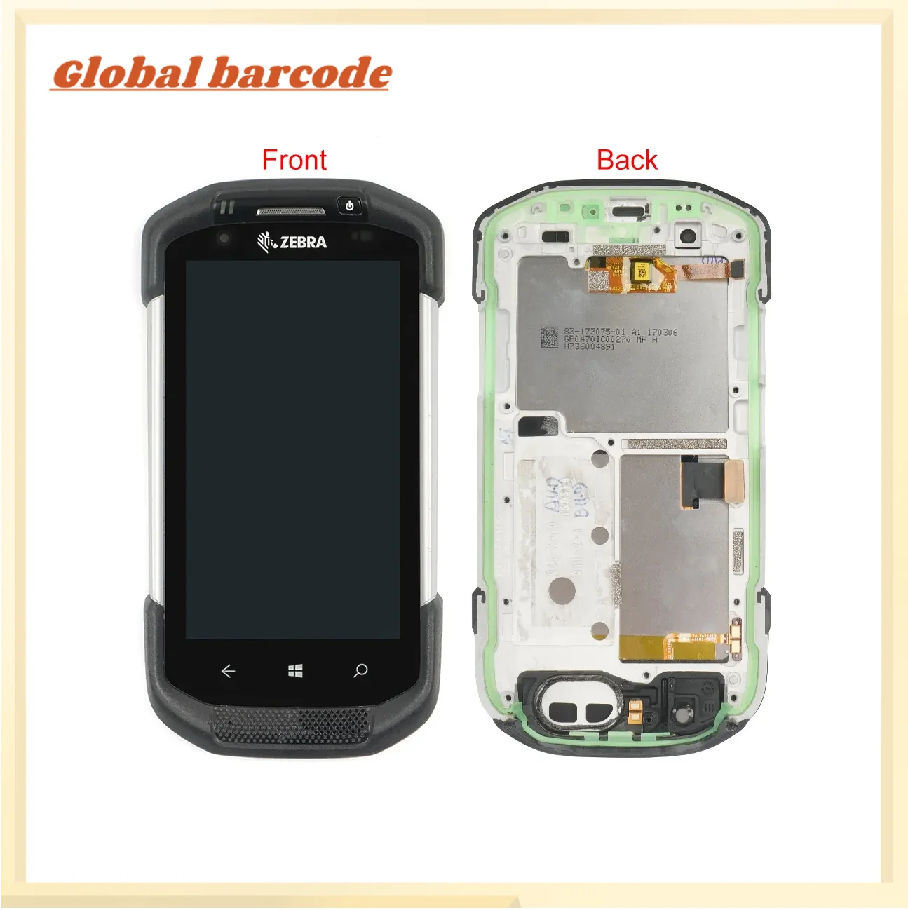 Only for Zebra Logo LCD Display Panel with Digitizer Touch Screen and Front Cover for Motorola Zebra TC75 TC75X(Window)