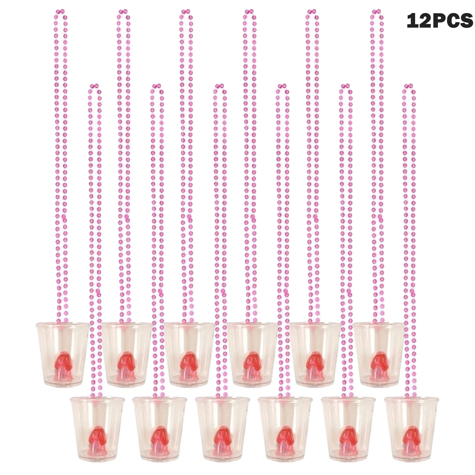 

12pcs Party Accessories Bechelorette With Chain Bridal Shower Night Out Novelty Durable Shot Glasses Necklace Plastic Birthdays