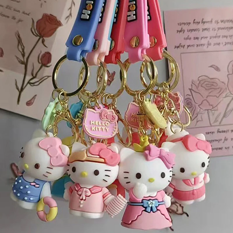 

Hello Kitty Sanrio Silicone Keychain Cartoon Kawaii Car Key Pendant Cute Couple Backpack Pendant Anime Peripheral Holiday Gifts