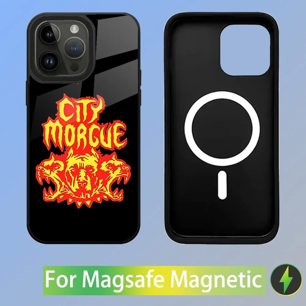 Чехол для телефона City M-Morgue Music Group iPhone 16 15 14 13 12 11 Plus Pro Max Mini Magsafe с магнитной