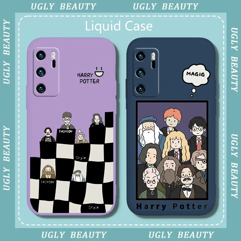 

Anime Harryys Potterer Cute Photo Frames Phone Case For Huawei P20 P20 PRO LITE 2019 P30 LITE PRO P40 P50 PRO LITE Liquid Rope