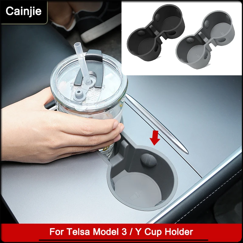 

Car Water Cup Holder For Tesla Model 3 Y Center Console Fixed beverage bottles & Waterproof Bracket Pad Accessories