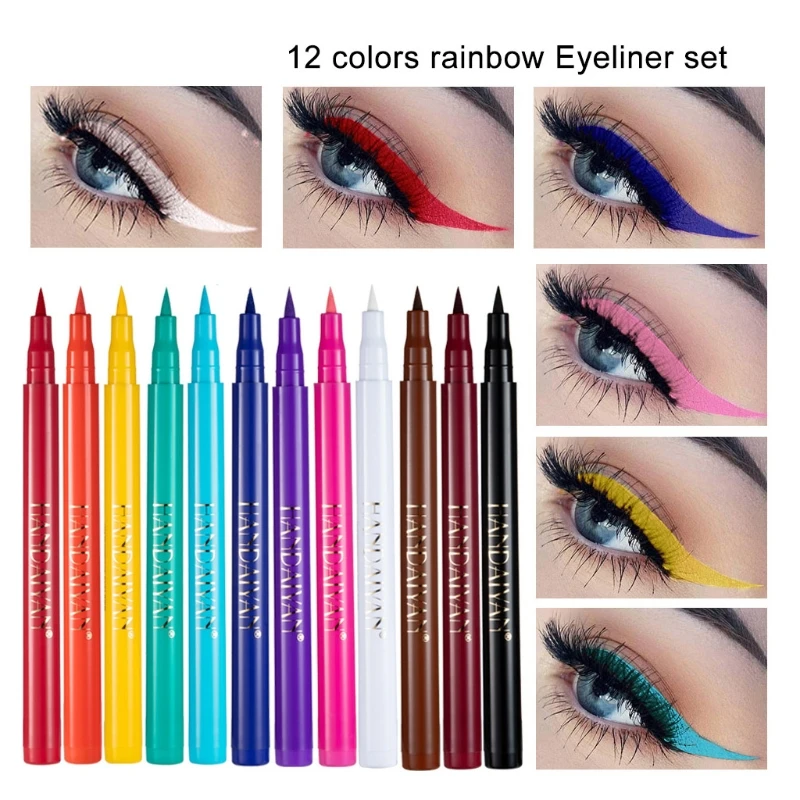 

12 Colors Matte Colorful Liquid Eyeliner Set Great Versatility Waterproof High Pigmented Smudgeproof Long Lasting Makeup Eye Pen