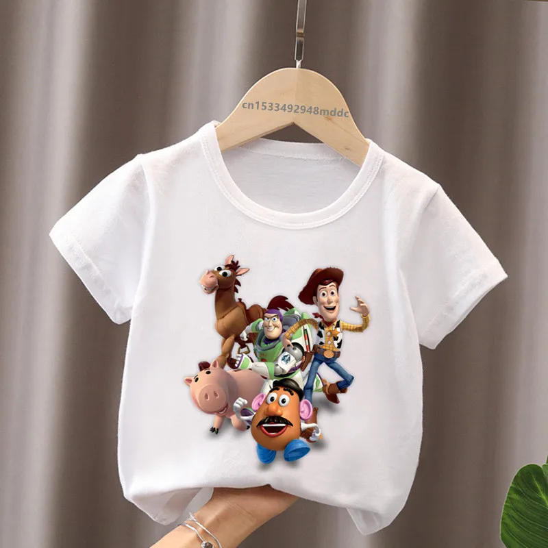 

Disney Toy Story Buzz Lightyear Woody Graphic Cartoon Baby Boys T shirt Funny Kids T-Shirts Girls Clothes Summer Children Tops