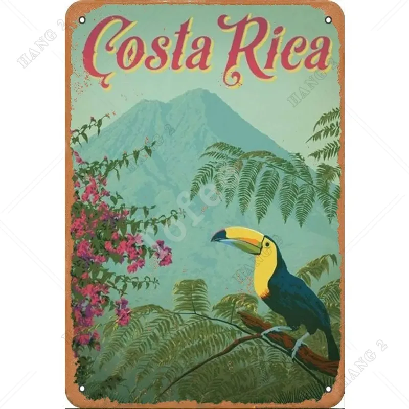 Железная постерная винтажная картина Tofee Коста-Рики, жестяная вывеска для украшения стен