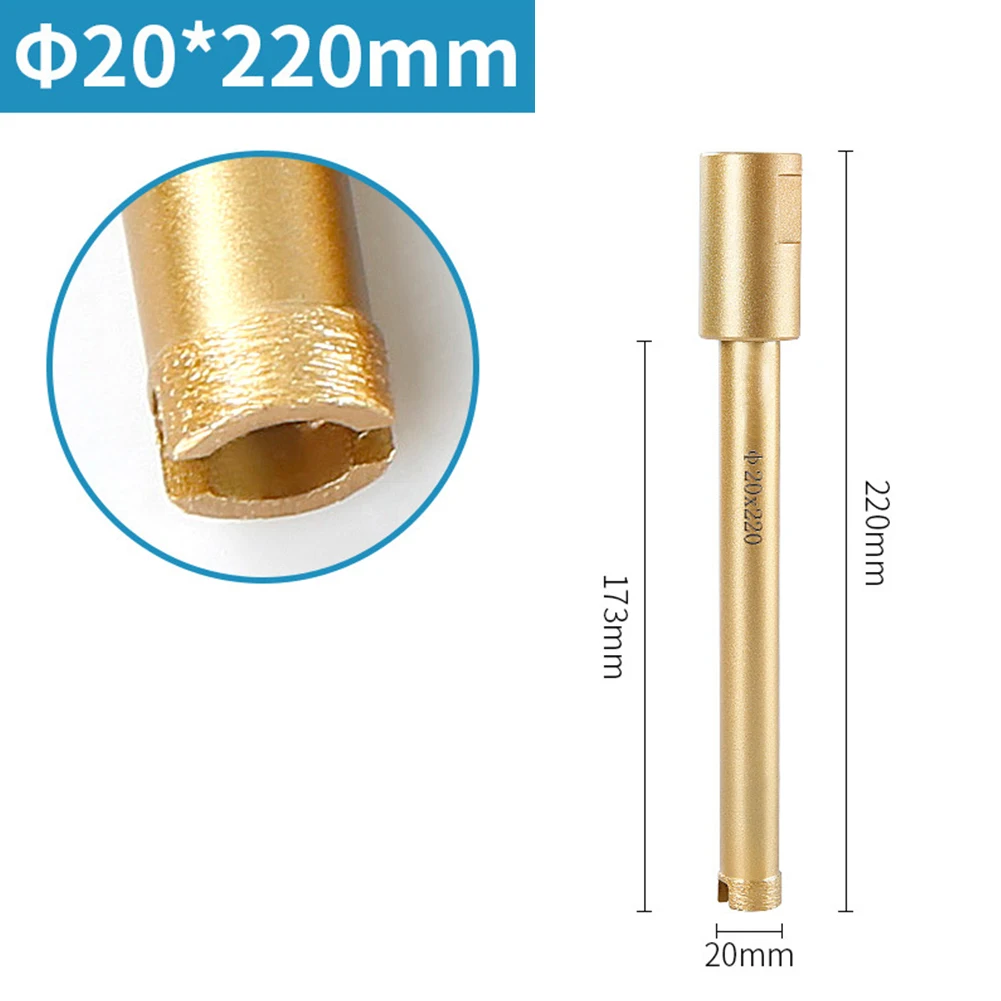 

1pc Diamond Wet Core Bit 220mm Length Concrete Marble Air Conditioning Drilling M22 Interface Cutter Head Core Drill Bit Tools